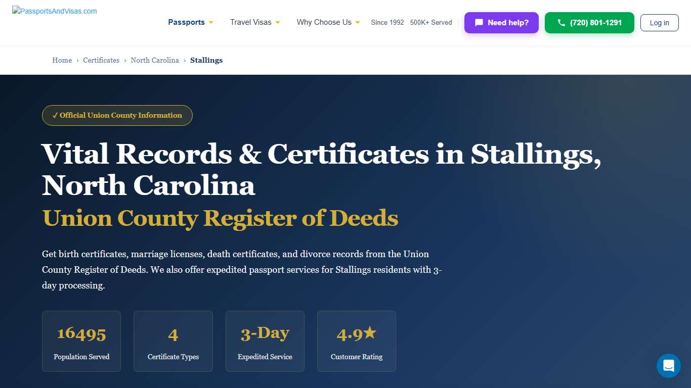 Birth, Marriage & Death Certificates in Stallings, NC | Union County Vital Records