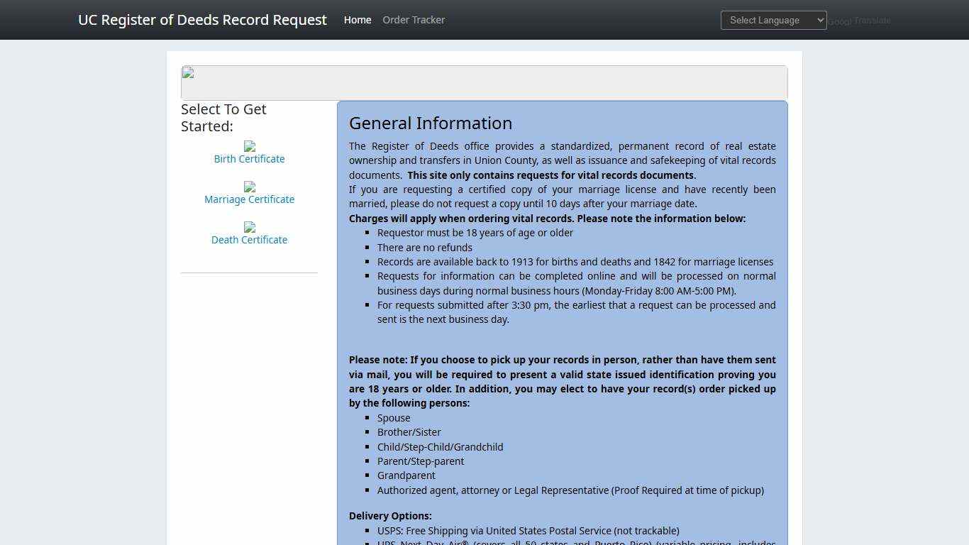 UC Register of Deeds Record Request